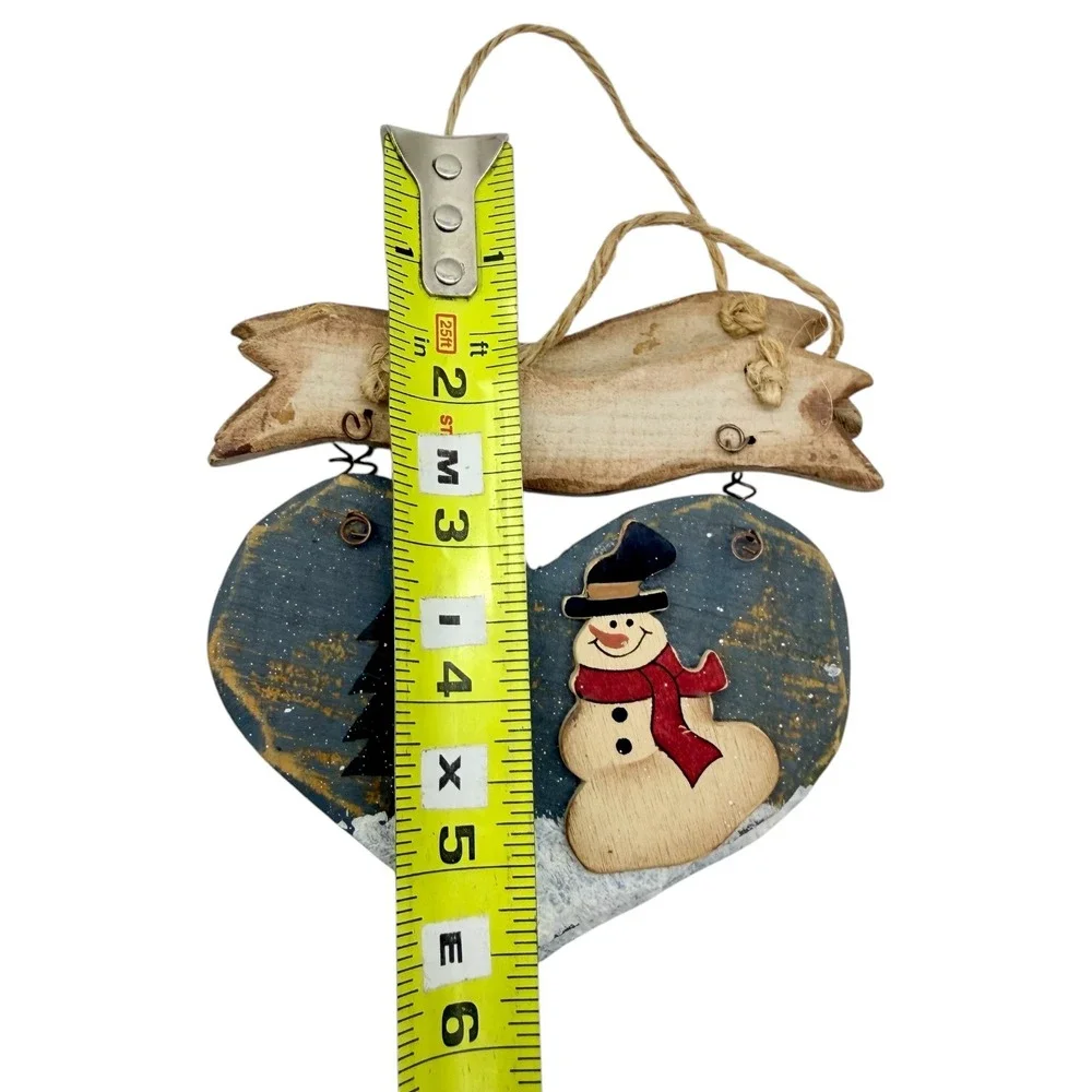 Unbranded Rustic Wood Snowman Santa Christmas‎ Ornament Set 6pc Vintage Style
